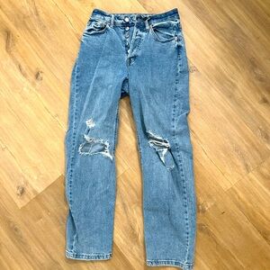 Wild fable super-high rise distressed straight jeans medium wash